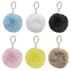YSJCHEBS Portachiavi con pompon da 6 pezzi, accessori per borse, portachiavi soffici, portachiavi carini, portachiavi con pompon, portachiavi per ragazze, portachiavi grandi.