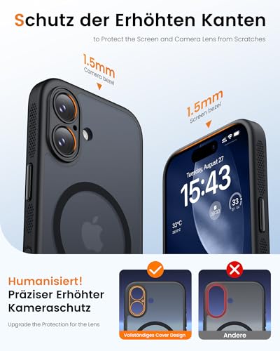 Silicone antichoc iPhone 17 mat noir avec support compatible MagSafe - 6
