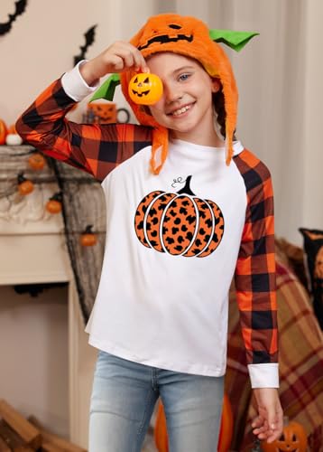 Image of BesserBay Girls Halloween Shirt Cute Graphic Tshirt Raglan Long Sleeve Tops