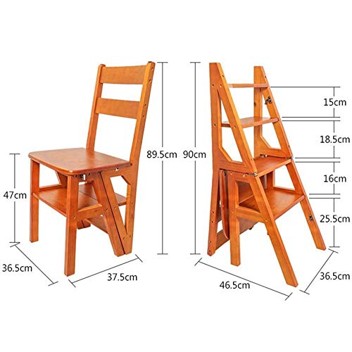 Taburete plegable de madera con 3 niveles para pie y biblioteca 3