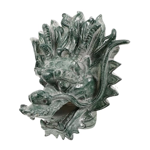 Milisten Fuente De Pared Exterior Cabeza De Dragón para Jardín Fuente Mural De Resina Color Gris Piedra para Villa y Patio Flujo Potente De Agua