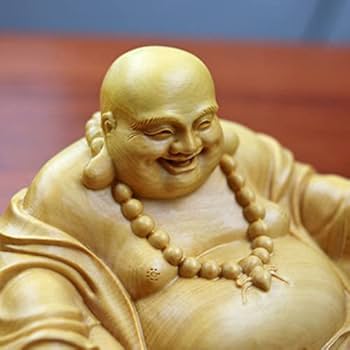 ♥セール天然黄楊（柘植）木　一本木彫り　七福神　布袋尊様立像　手作り仏像　縁起物 ♥セール天然黄楊（柘植）木 一本木彫り 七福神 布袋尊様立像