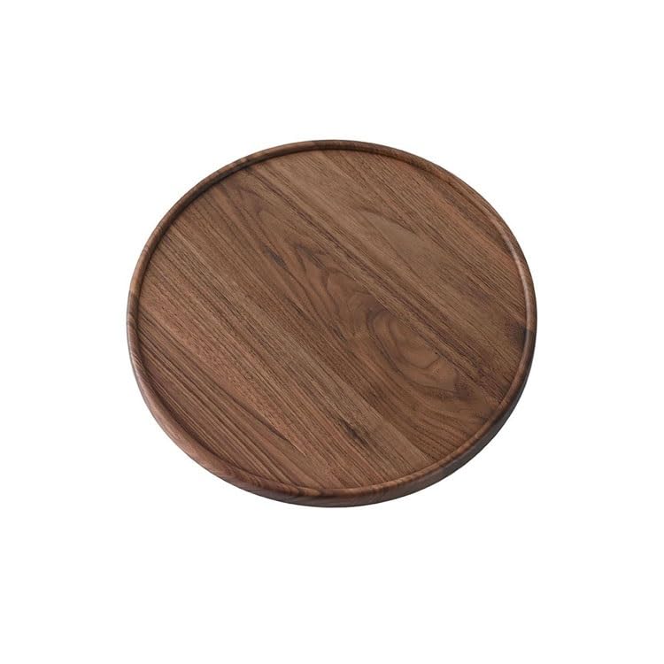 Bandeja de Madera Maciza para Servir con Tres Patas, Redonda de Nogal Negro, para Servir té, cafeterías y restaurantes, diseño Simple y Elegante para Uso en la Cocina.