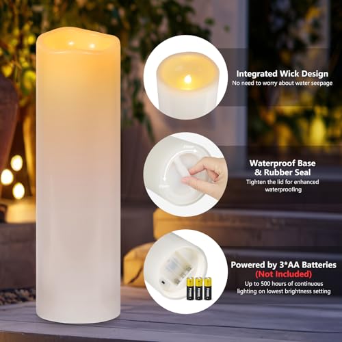 Image of Kimjo 14 inch x 4 inch Large Outdoor Waterproof Candles with Timer Remote, 2 Pack