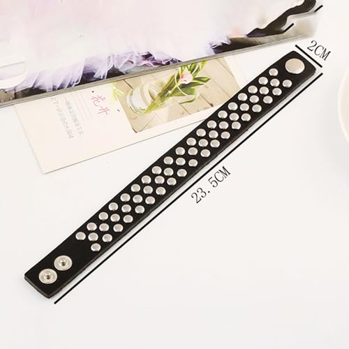 Punk Rock Rivet Studded Wristband Pu Leather Arm Cuff Bracelet2