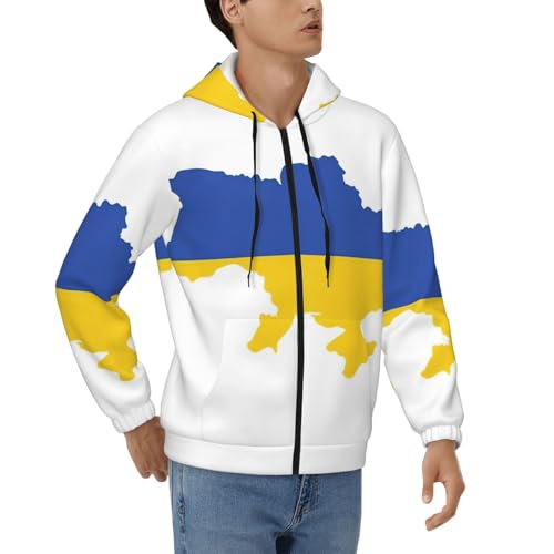 Sweat à capuche Ukraine pour homme avec zip et cordon de serrage couleur noire