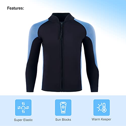Chaqueta neopreno para hombre y mujer INTBOSS 2mm 3mm, manga larga, con cremallera frontal, para snorkel, natación, surf, buceo y deportes acuáticos miniatura 3
