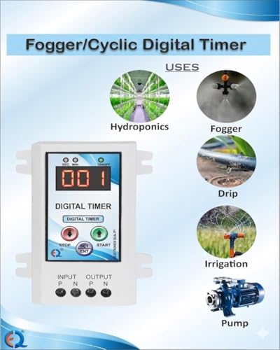 Image of Hartley Digital Cyclic Timer Switch Adjustable ON /Off Delay (Seconds /Minutes) for Fogger,Hydrophonics and Irrigation & Other cyclic (230V), Auto Stop Application Up to 1Hp /15A