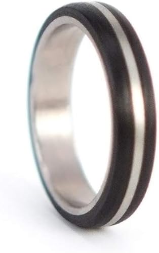 Women's titanium and carbon fiber ring. Unique black wedding band. Water resistant, very durable and hypoallergenic. (00304_4N)