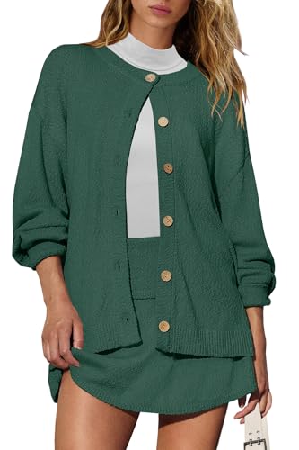 Image of Panadila Womens Sweater Skirt Set 2 Piece Outfits Sweater Skort Set Lounge Cardigan and Knit Skirt Matching Outfits