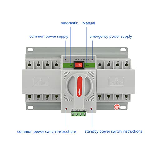 Dual Power Automatic Transfer Switch,Mini ATS Dual Power Automatic Transfer Switch,Automatic Transfer Switch for Municipal Electricity,220V 63A 4P Dual Power Transfer Switch, UPS, Inverter, Solar