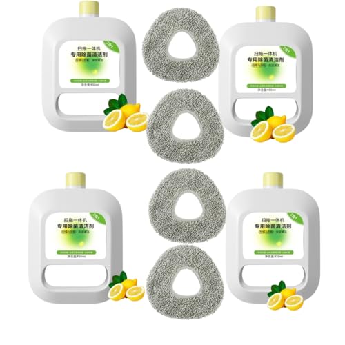 Limpiador multisuperficies de 930 ml compatible con el accesorio for aspiradora robótica Narwal Freo/Freo X Ultra, j1/j2/j3/j4 - Aroma a limón y albahaca - Solución for limpieza de suelos(4packs(125.8