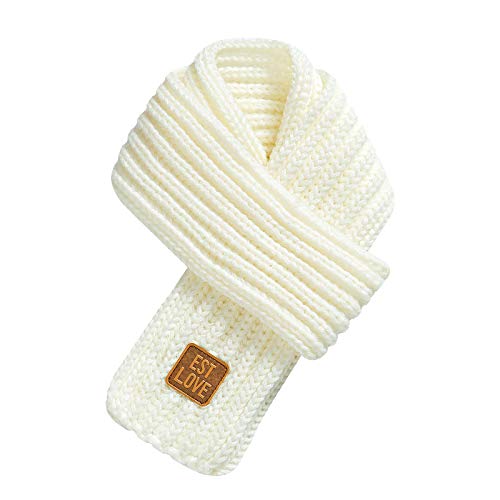 Kids Winter Knitted Scarves Wraps Toddler Boys Thick Neck Warmer Baby Girls Warm Scarf Solid Color (J-White) #TOP26