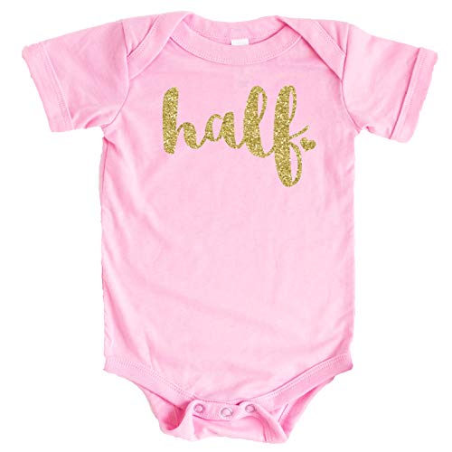 Olive Loves Apple Half Birthday Outfit Girls 1/2 Birthday Glitter Gold Half with Heart for Baby Girls