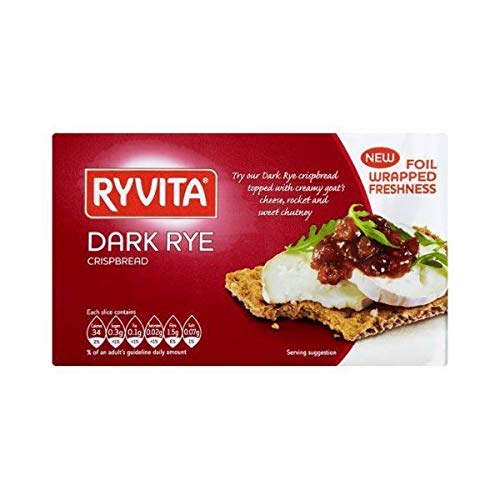 16 x pan de crujido de ryvita de centeno oscuro 250 g (16 paquetes)