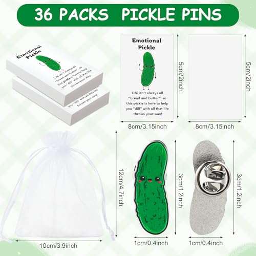 Image of Landical Inspirational Cucumber Christmas Appreciation Gift with Lapel Pins Funny Card and Bag for Friends Coworkers Employee