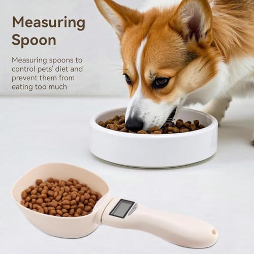 HERCHR Digitale Löffelwaage, Hundefutter Messbecher Digitalwaage Digitale Küchenwaage Messlöffel für Hunde und Katzen Pet Food Scoop Elektronische Digitaler Tierfutter Messlöffel Mit LED-Anzeige