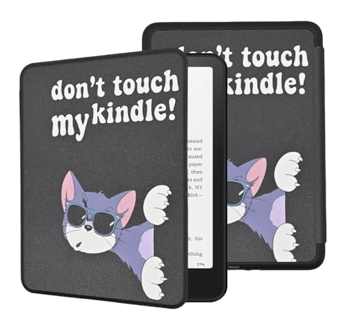 Case for 6" Kindle (11th Generation-2024/2022 Release), Book Lovers Gifts Lightweight PU Leather Foldable Protective TPU Cover with Auto Wake/Sleep, Hand Strap, Don't Touch My Kindle