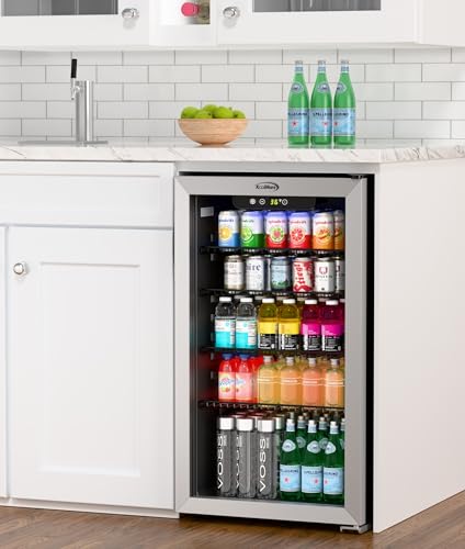 Image of Koolmore 18 in. 3.2 Cu. Ft. Beverage Refrigerator Merchandiser with Stainless Steel Trim and Touch Panel For Soda, Beer or Wine Perfect for Use in a Commercial or Home Setting, ETL Listed (KM-BR32SS)