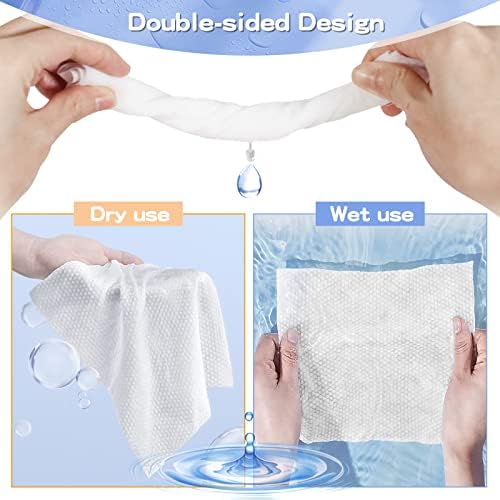 PoeticEHome Cotton Face Tissue 6 Pack, Ultra Soft Dry Wipes Disposable, Cosmetic Facial Cleansing Towel for Makeup Removing, Baby Care, Surface Cleaning (600 Count)