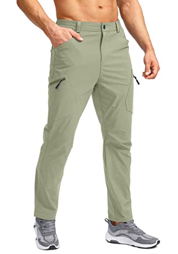 Pudolla Men's Hiking Pants Waterproof Travel Cargo Pants With 7 Pockets Stretch For Golf Fishing Climbing Light Green Xxl #TOP17