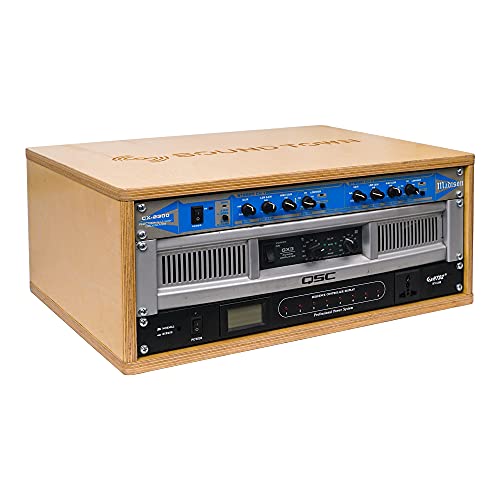 Image of Sound Town DIY 4U Studio Rack with Baltic Birch Plywood, Golden Oak, Assembly Required (SDRK-Y4)