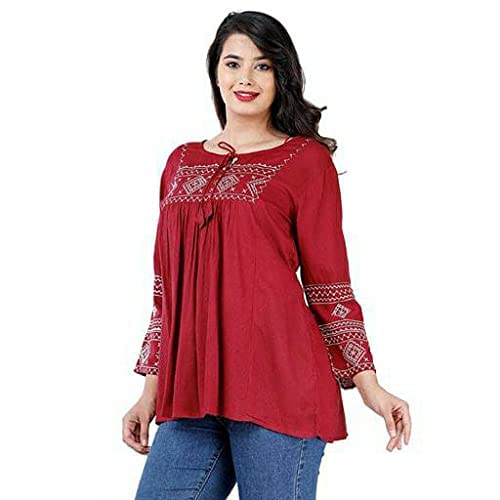 Image of Kartik Fashion Women Rayon Embroidered Regular Top