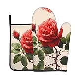 Nice Roses Lot de 3 maniques imprimées pour micro-ondes, friteuse à air, pâtisserie, grillades