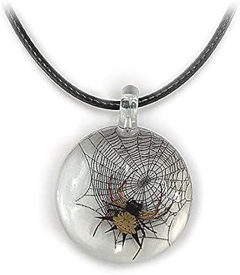 BicBugs orb weaver kite spider on real preserved spider web necklace