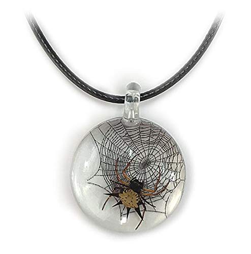 BicBugs orb weaver kite spider on real preserved spider web necklace