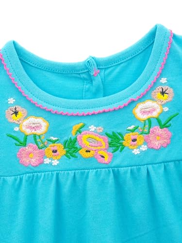 Image of HILEELANG Toddler Little Girl Summer Dress Sleeveless Cotton Casual Flower Shirt Playwear Jumper Skirt Sundress