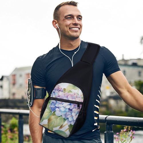 Bolso bandolera Hydrangea Watercolor para trekking y uso casual miniatura 3