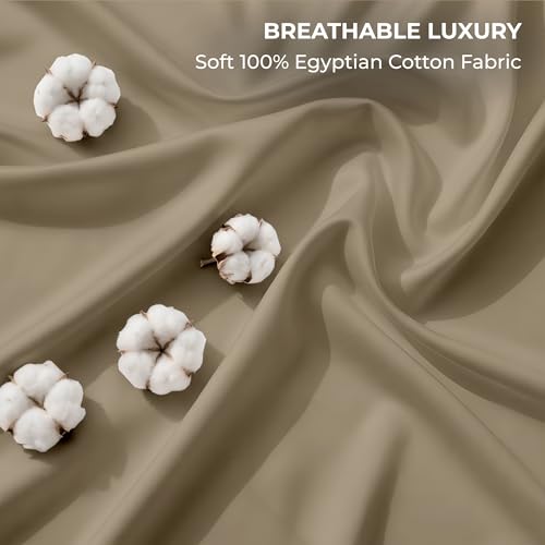 Image of SGI bedding RV Short Queen Sheet Set 60x75, 600 TC Egyptian Cotton, 4 Piece Luxury Hotel Collection, Ultra Soft & Breathable, Fits RV Mattress Camper & Trailer, 15 Inch Pocket, Taupe