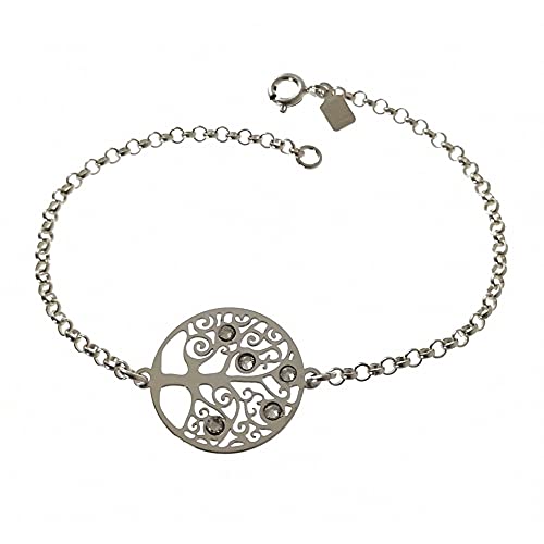 Minoplata Pulsera Árbol de la Vida de Plata de ley 925 calada y Circonitas para mujer Cover