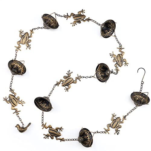 8.5Ft Frog and Cup Rain Chain Outdoor Decorative Rain Gutter Drain Rain Catcher Gutter Chain - Image 4
