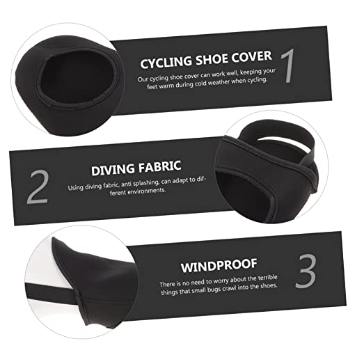POPETPOP 2Pcs Cubiertas de Zapatos para Montar al Aire Libre a Prueba de Viento, Protectoras, Antideslizantes, Neopreno Negro, Talla 20X10X2CM miniatura 7