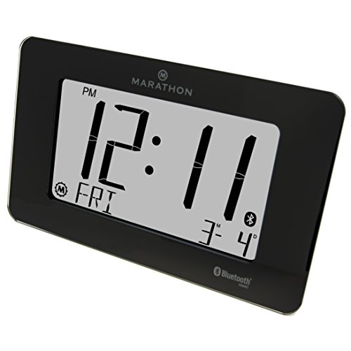 Marathon Bluetooth Controlled Alarm Clock - Free App For Ios And Android/Batteries Included (Panoramic, Black Glass) #TOP28