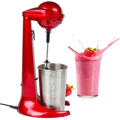 retrò Milkshake Mixer, 100W Motor Frother, 2 velocità, Tazza in Acciaio Inossidabile, Frullatore Portatile per grossi proteici, Cocktail, Frappe, frittate, capacità 500ml