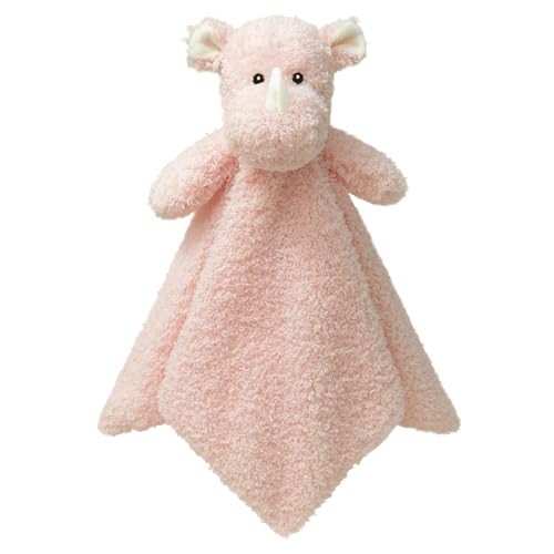 Image of Baby Pink Rhino Soft Stuffed Animal Security Blanket, Plush Rhino Character Lovey Blanket, Baby Shower /Nursery Gift, Newborn Infant Toddler Snuggle Blankie for Boys Girls, 14 Inches