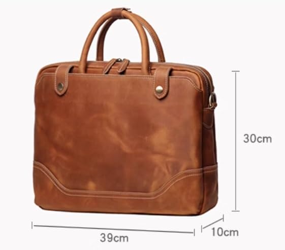 Vintage Bags Briefcase Men Shoulder Genuine Leather Handbag Man Brown Casual 15.6 Inch Laptop Bag2