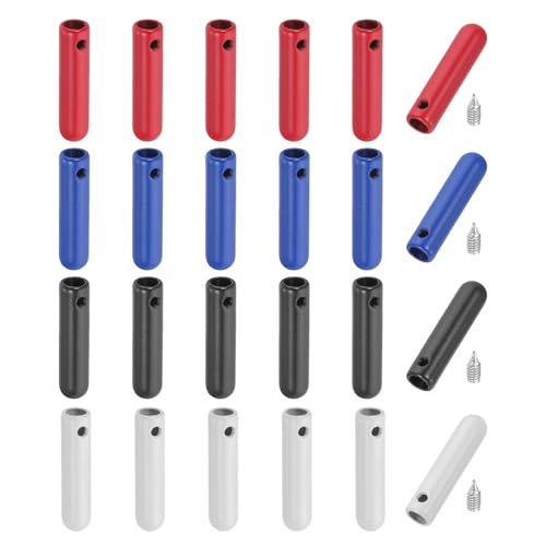 PATIKIL 24 st skosnöre spetsar med skruv, legering 25 mm aglets skor spetshuvud och snören ändspets ersättning för gör-det-själv-kläder, 4 färger, 4 Färger, 25mm