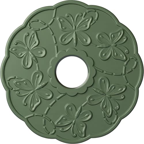 Image of Ekena Millwork CM17TSAGF - Terrones Butterfly - Ceiling Medallion, Athenian Green