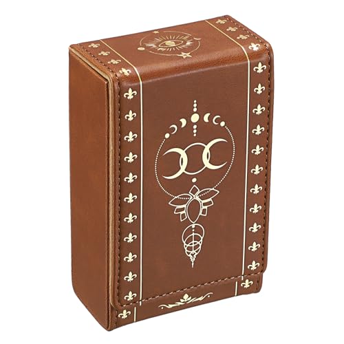 JUXYES Estojo protetor de cartão de tarô de couro PU, bolsa de armazenamento de baralho de tarô com design padrão de lua, bolsa de tarô para cartas de baralho e baralho de tarô de tamanho padrão