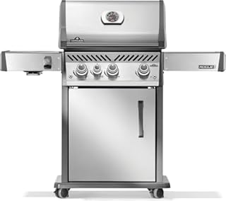 Napoleon Rogue PRO 425 Propane Gas Grill with Infrared Side Burner, Stainless Steel, Durable 4-Burner BBQ