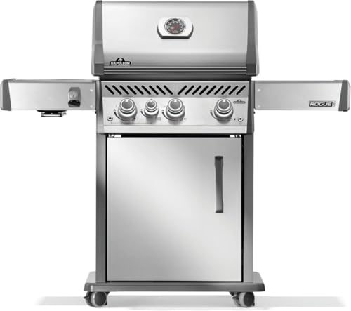 Napoleon Rogue PRO 425 Propane Gas Grill with Infrared Side Burner, Stainless Steel, Durable 4-Burner BBQ