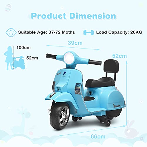 Olakids Kids Vespa Scooter, 6V Ride On Motorcycle With Training Wheels, Music, Horn, Led Lights, Electric Battery Powered Toddlers Toy For Boys Girls (Green) #TOP6