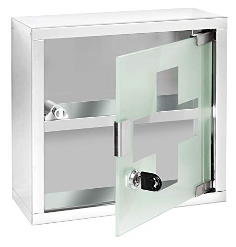 WENKO Chest-Medicine Cabinet, Lockable, Stainless steel, Silver Shiny, 12 x 25 x 25 cm WENKO Chest-Medicine Cabinet, Lockable, Stainless steel, Silver Shiny, 12 x 25 x 25 cm