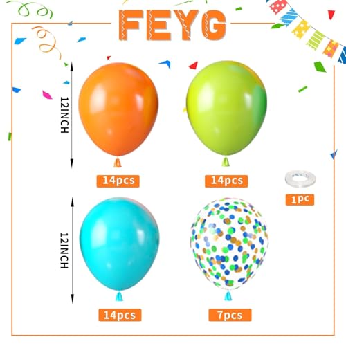 Image of Dinosaur Balloons 50PCS 12 Inch Fruit Green Blue and Orange Balloons