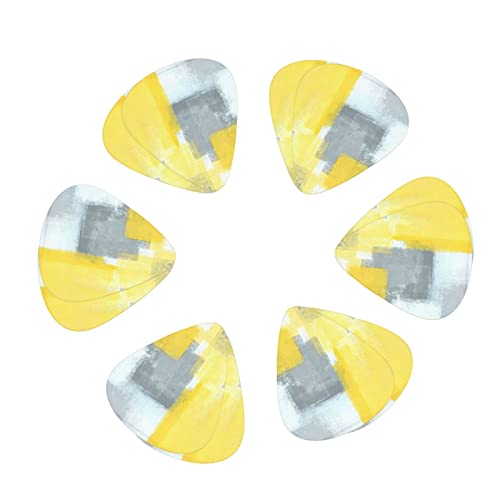 Ensemble de 12 médiators de guitare de peinture d’art abstrait gris et jaune pour guitare acoustique, guitare électrique… - Les Beatles, Paul McCartney, John Lennon, RIngo Starr, George Harrison Ensemble de 12 médiators de guitare de peinture d'art abstrait gris et jaune pour guitare acoustique, guitare électrique… – Image 3