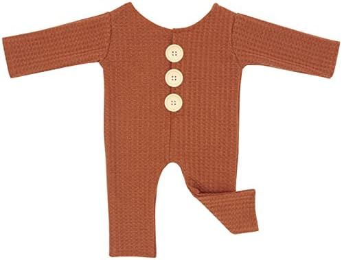 GUENZY Prop Baby Long Photography Sleeve Button Infant Romper Jammies Footless Knitted Baby Care Toddler Girl Romper Brown
